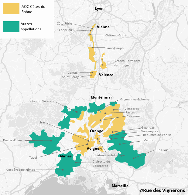 Carte Côtes-du-Rhône Blanc