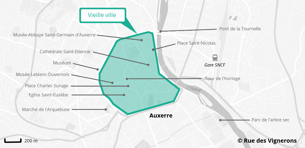 Carte centre ville historique Auxerre