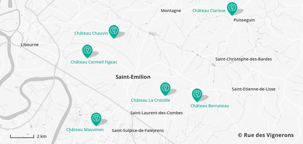 Carte des domaines de Saint Emilion