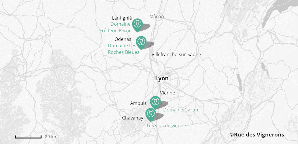 Domaines proches de Lyon, carte domaines beaujolais, domaines proches de lyon, vignoble proche de lyon, visite domaine proches de lyon, visite domaine vallée du rhone, visite domaine beaujolais, dégustation beaujolais, dégustation vallée du rhone