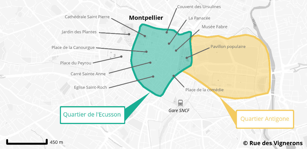Carte centre ville Montpellier