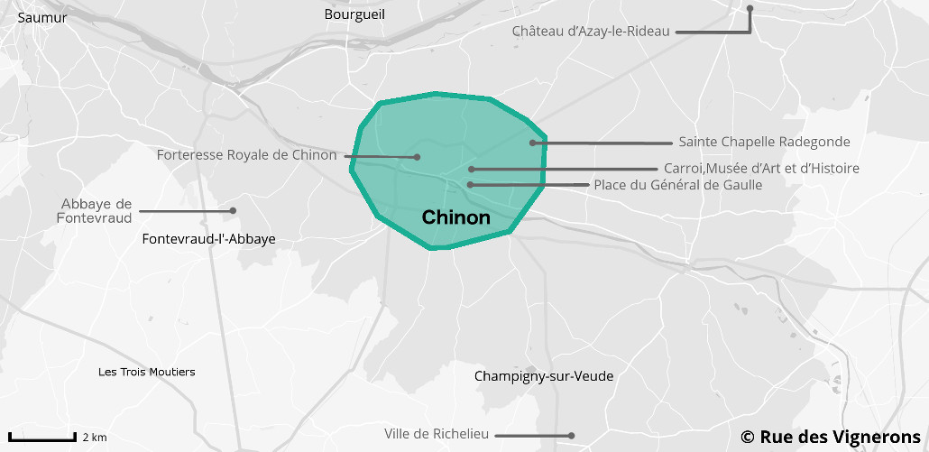 Carte ville de Chinon et alentours