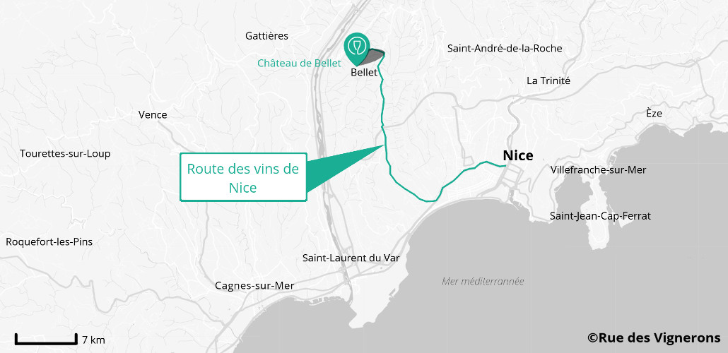 Carte de la route des vins de Nice