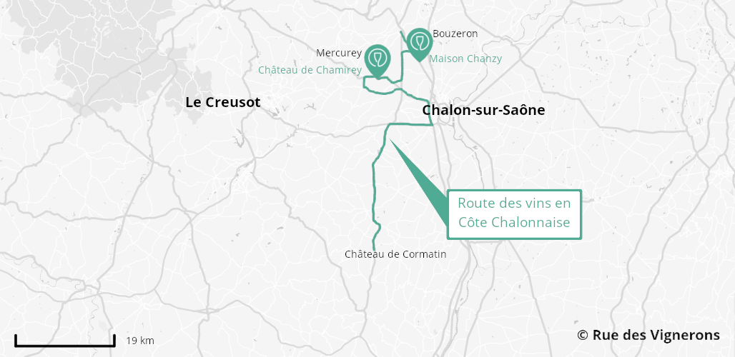 Carte route des vins en Côte Chalonnaise, itinéraire route des vins côte chalonnaise, route des vins côte chalonnaise