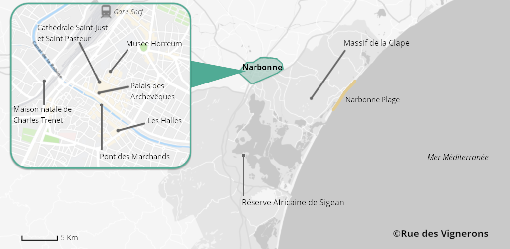 Carte de Narbonne, ville de narbonne, visiter narbonne, carte touristique narbonne, carte de la ville narbonne, que voir à narbonne, que faire à narbonne, centre ville narbonne