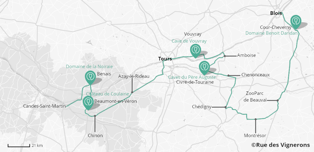Carte de la route des vins de Tourraine, route des vins tourraine, carte route des vins loire, route des vins de tourraine, visite domaines tourraine