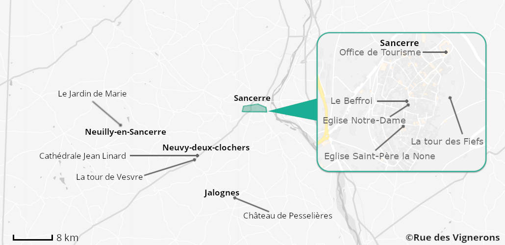 Carte touristique sancerre, itinéraire Sancerre, Ville Sancerre