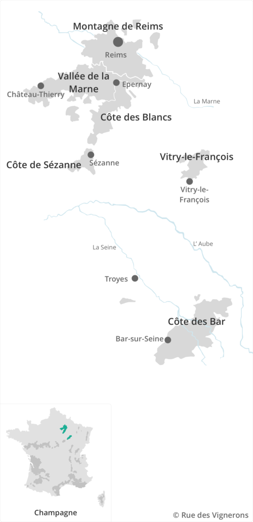 Carte du vignoble Champenois, carte vignoble champagne