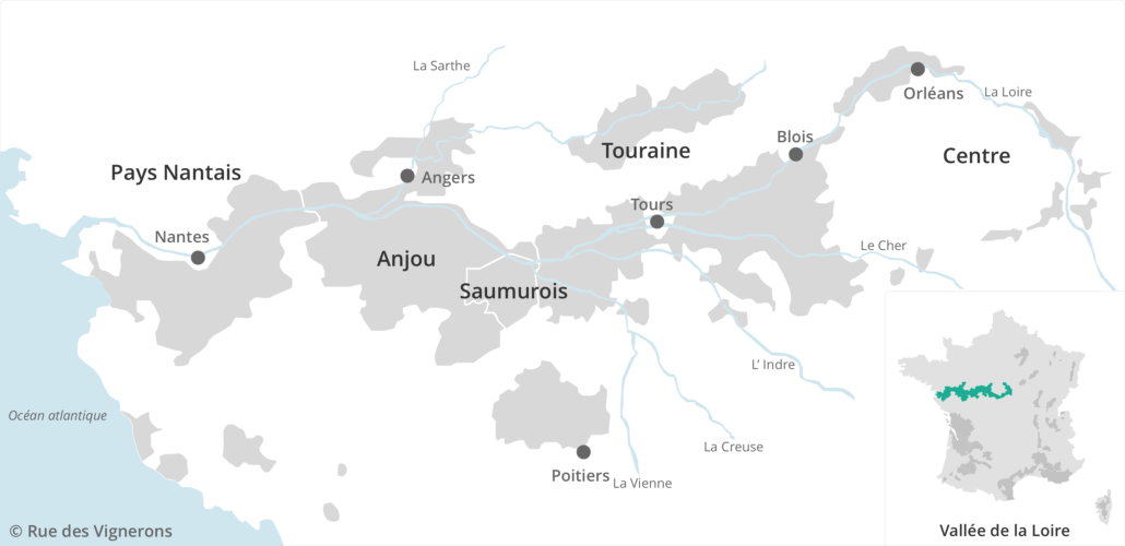 Carte vignoble de Loire, vignoble vallée de la loire, carte des vins vignoble vallée de la loire