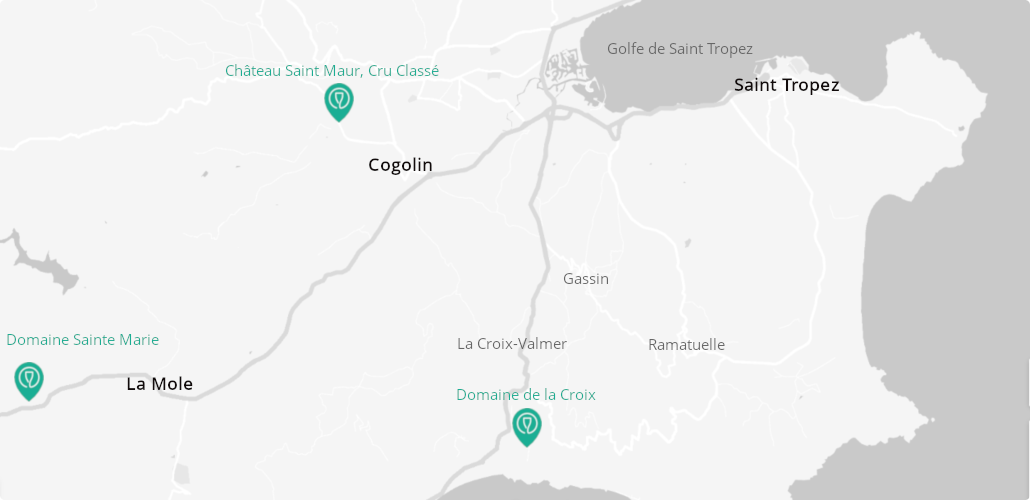 Carte domaines viticoles Saint Tropez