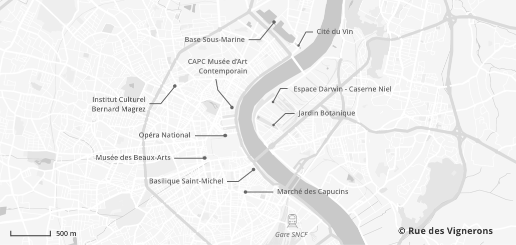 Carte Carte des activités à faire à Bordeaux quand il pleut