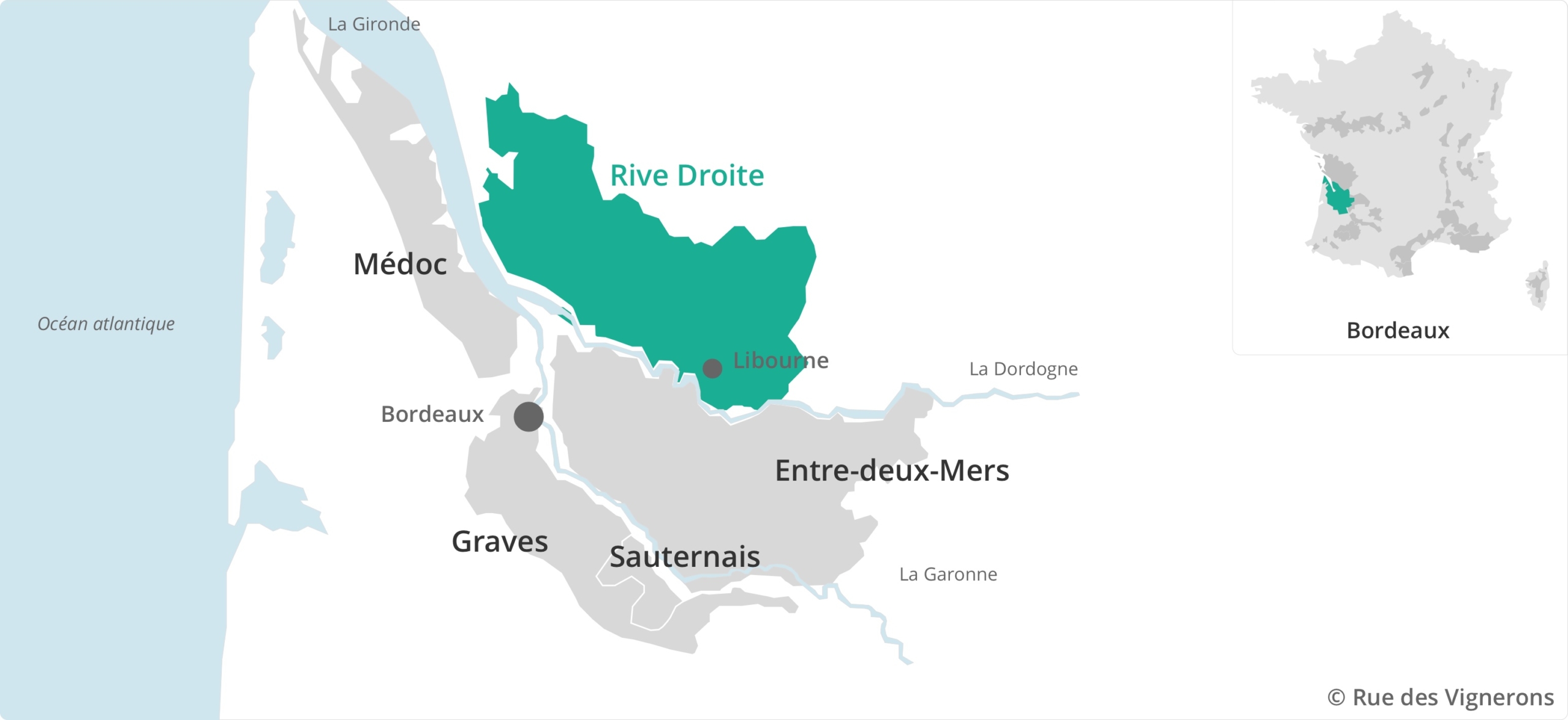Carte vignoble Rive Droite Bordeaux