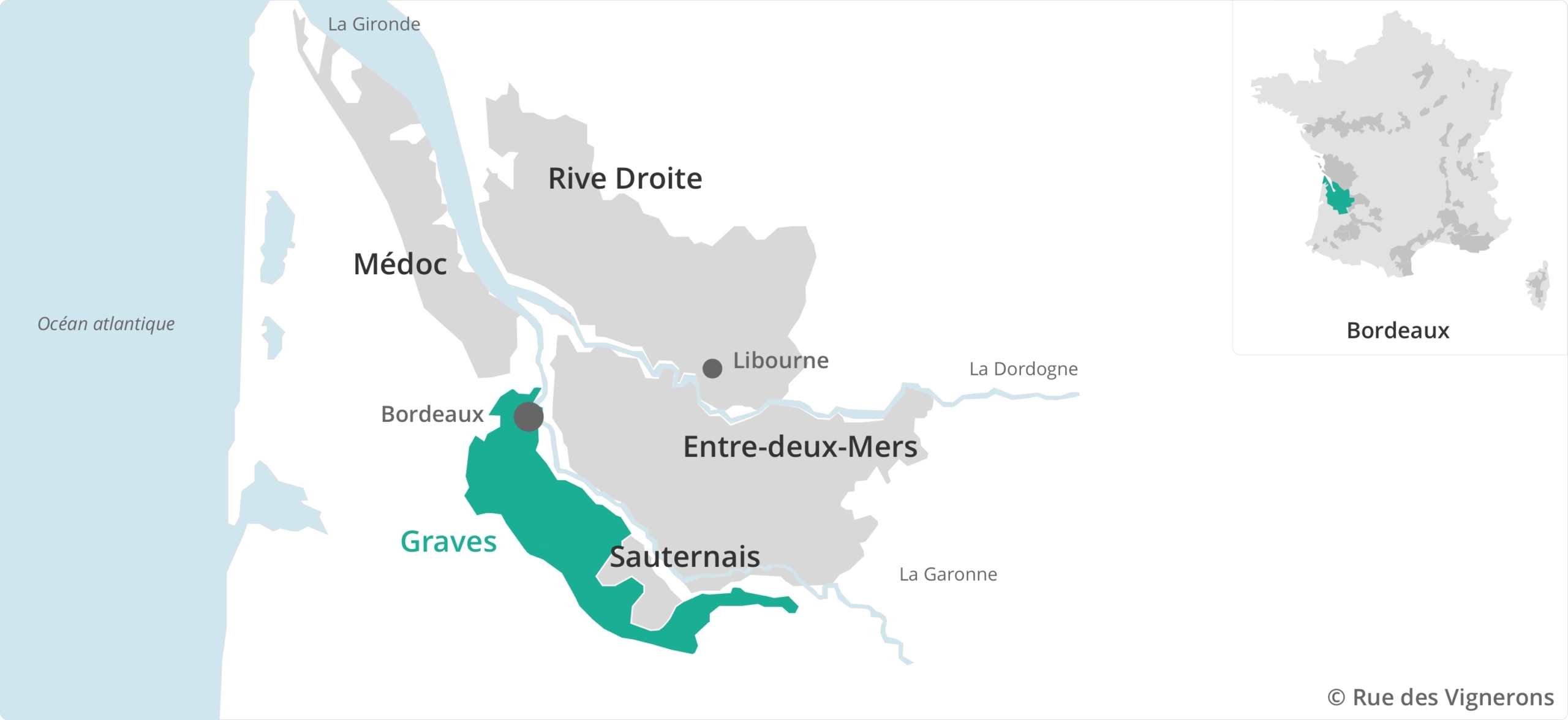 Carte vignoble Graves Bordeaux