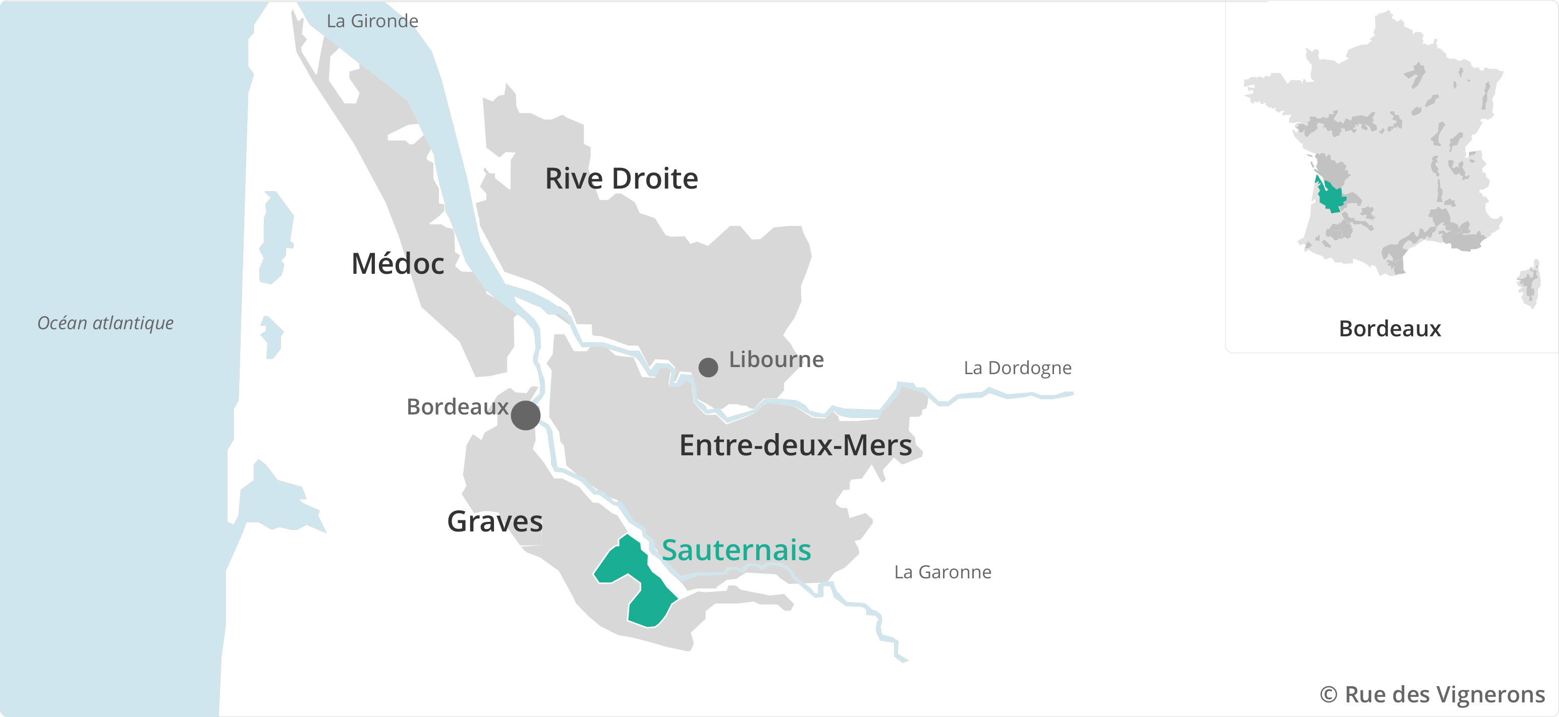 Carte vignoble sauternais Bordeaux