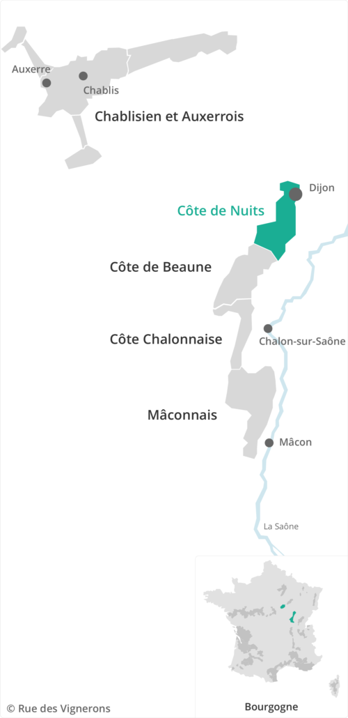 Carte vignoble Cote de Nuits Bourgogne