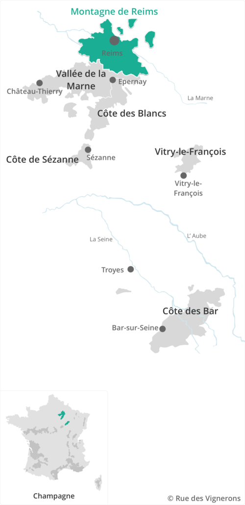 carte du vignoble de la montagne de reims champagne