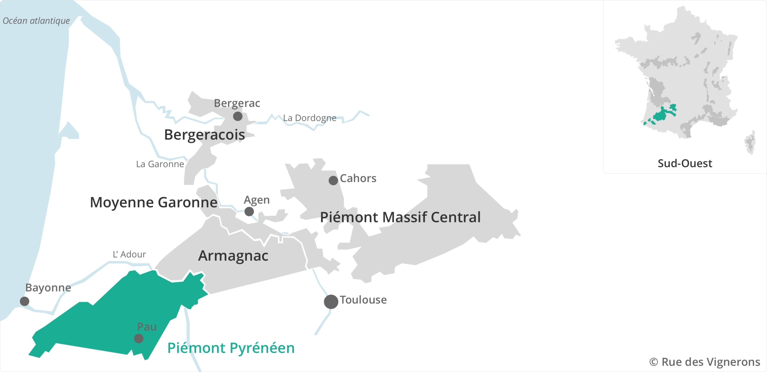 Carte vignoble du Piémont Pyrénéen