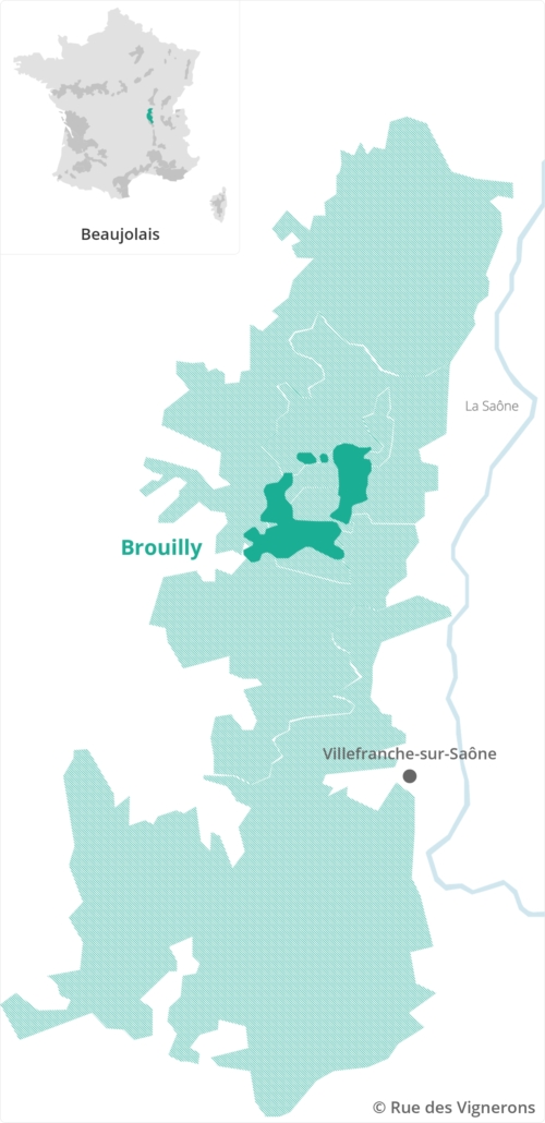 Carte du vignoble de l'appellation Brouilly