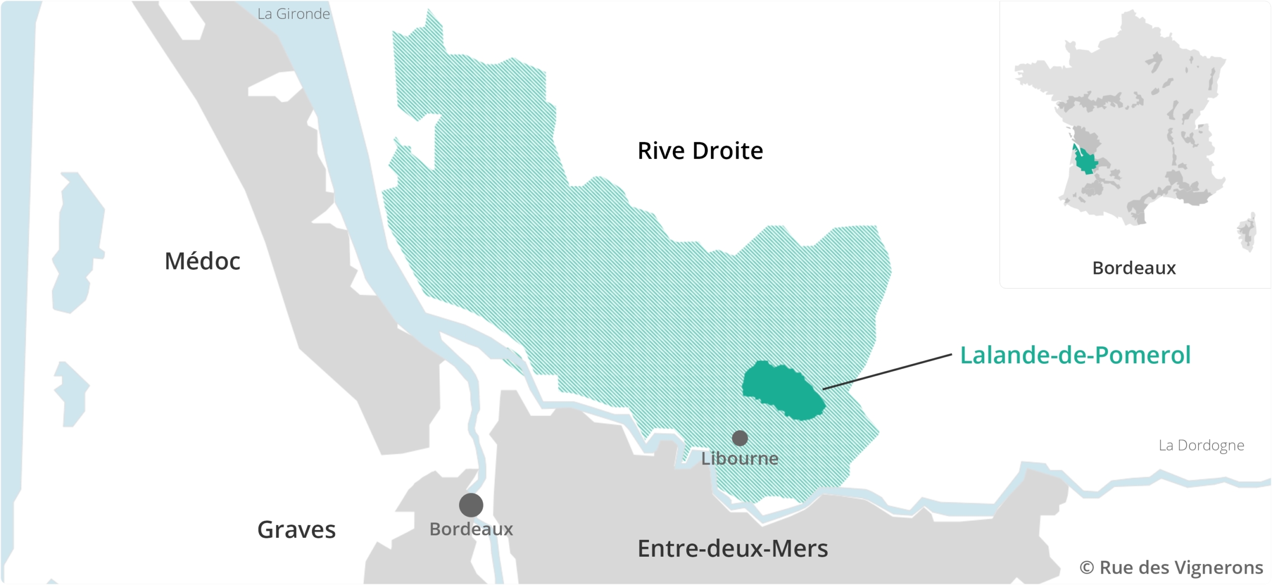 Carte du vignoble de l'appellation Lalande-de-Pomerol