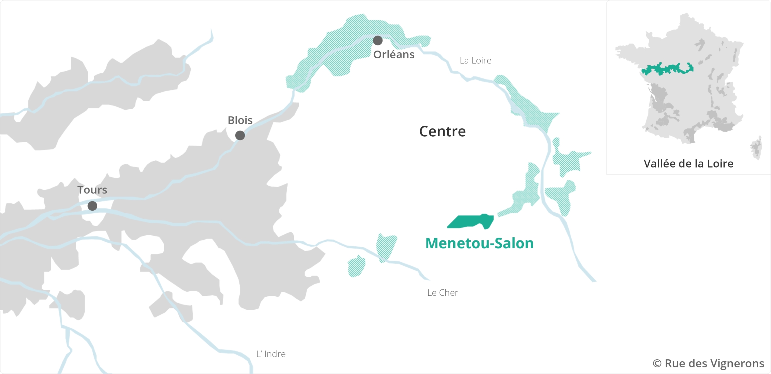 Carte du vignoble de l'appellation Menetou-Salon