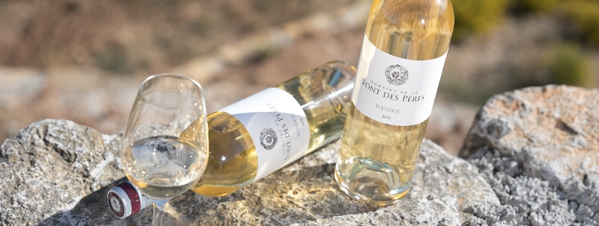 Vin blanc de l'AOC Bandol, vignoble de Provence