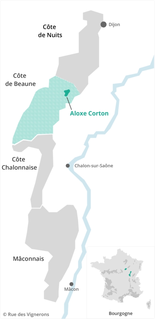 Carte du vignoble de l'appellation Aloxe-Corton