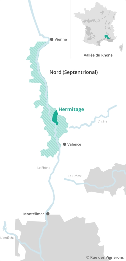 Carte du vignoble de l'appellation Hermitage