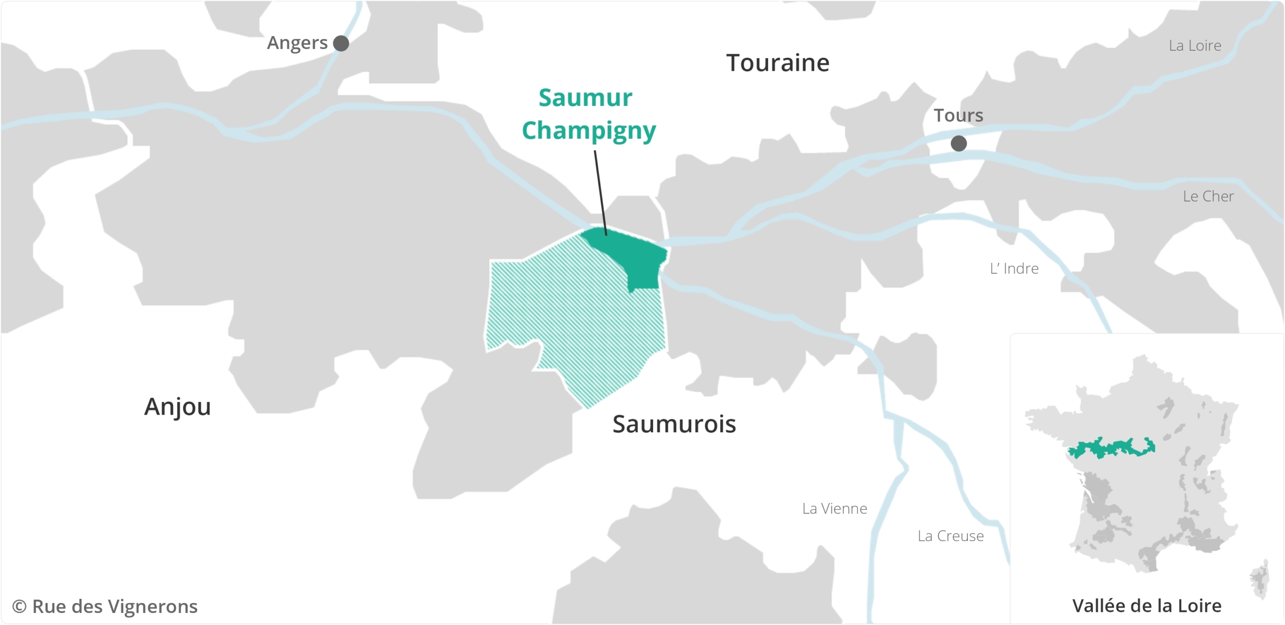 Carte du vignoble de l'appellation Saumur Champigny