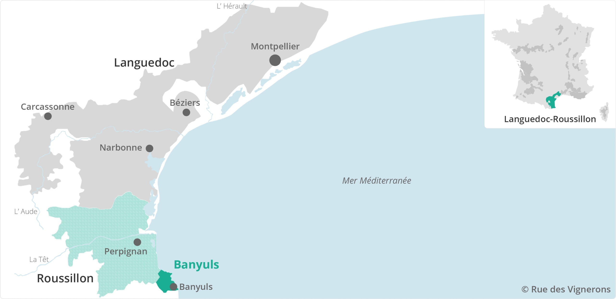 Carte du vignoble de l'appellation Banyuls