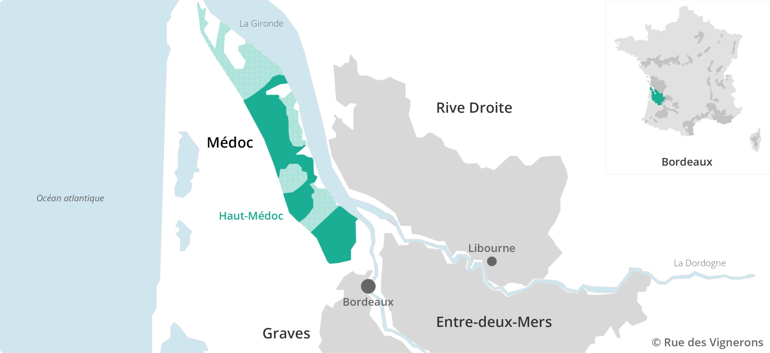 Carte du vignoble de l'appellation Haut Médoc